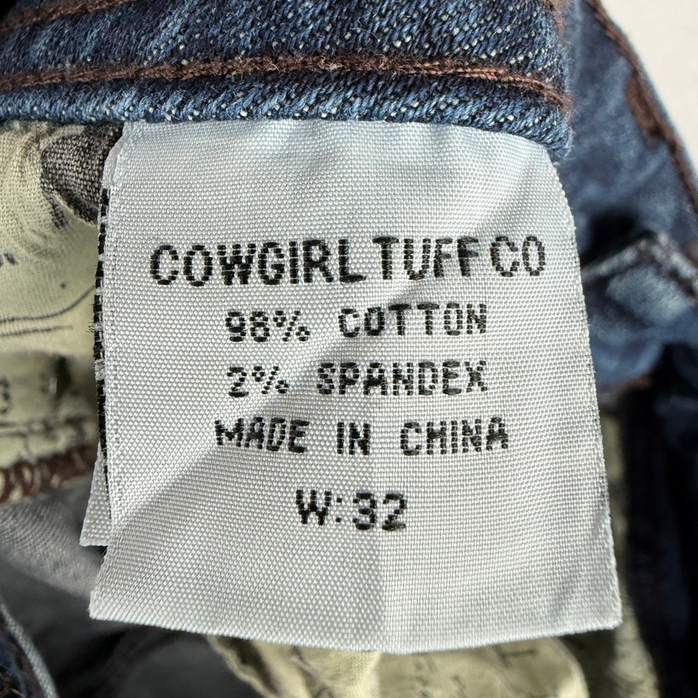 Cowgirl Tuff Co Jeans Womens 32 Blue Copper Bling Embellished Capri JCPBLC - Picture 10 of 11